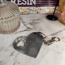 Load image into Gallery viewer, Pre Made Resin Paw Heart  Keyrings
