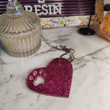 Load image into Gallery viewer, Pre Made Resin Paw Heart  Keyrings
