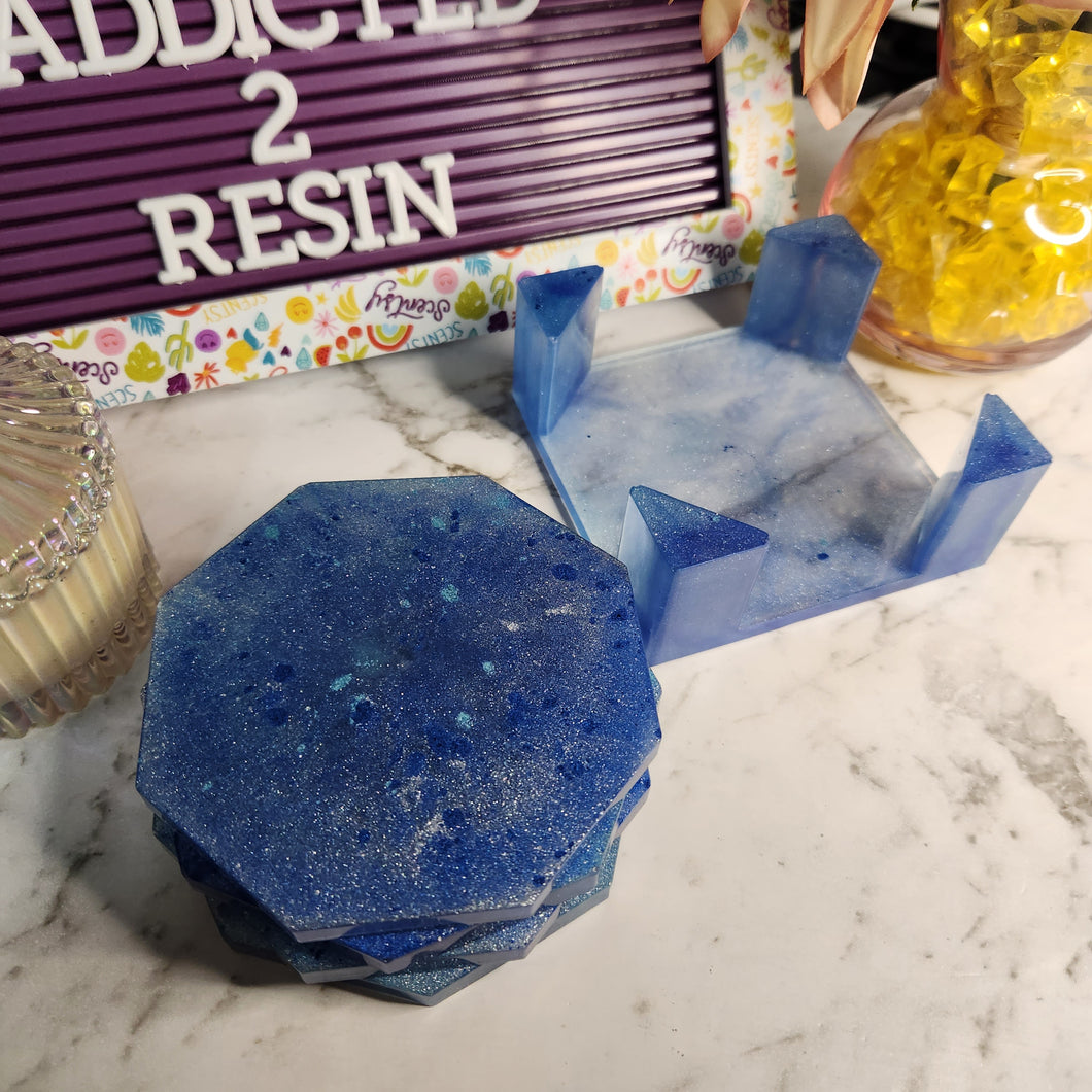 Pre Made Resin Coaster set with holder