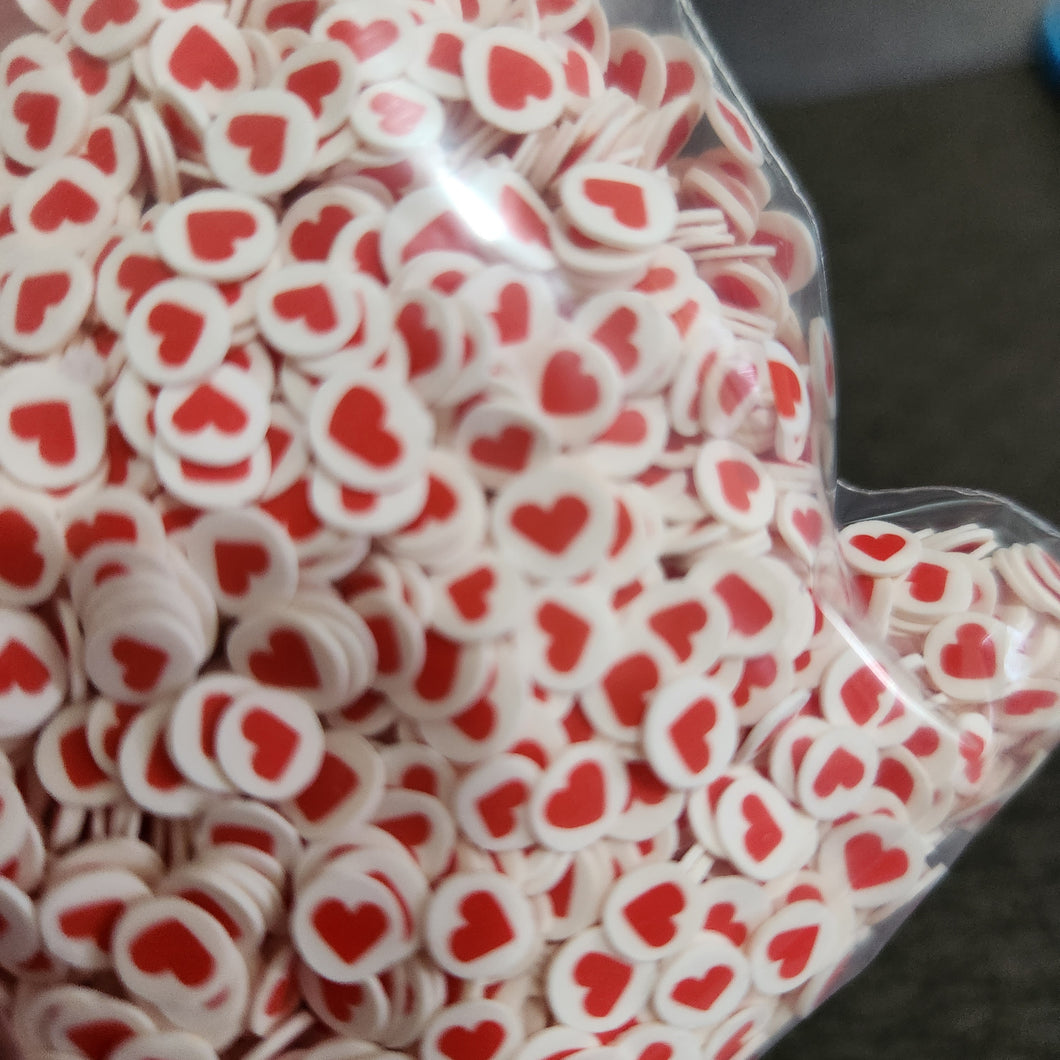 Clay Red & White Hearts Slices