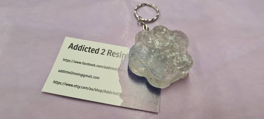 Pre Made Resin Large Paw print Keyrings