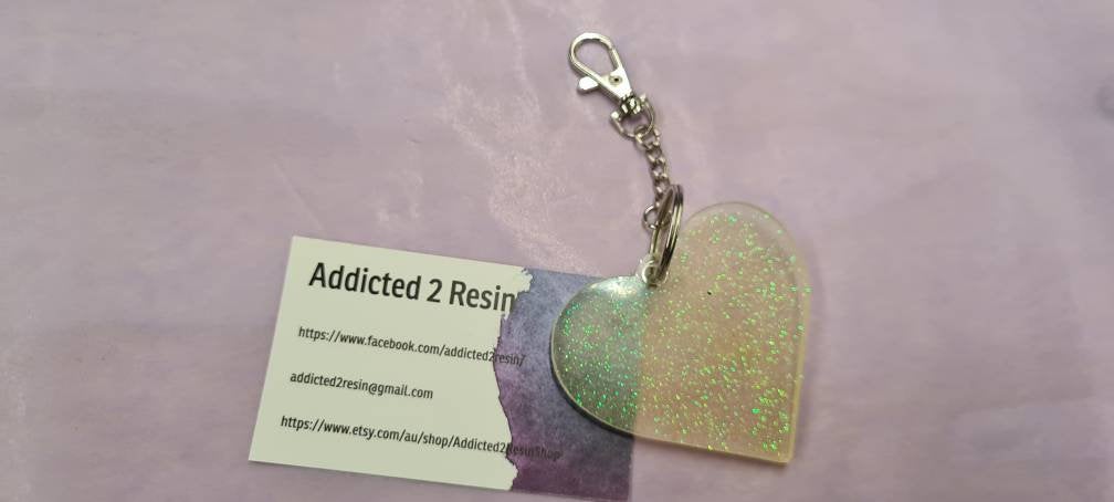 Pre Made Resin Large Heart Keyrings