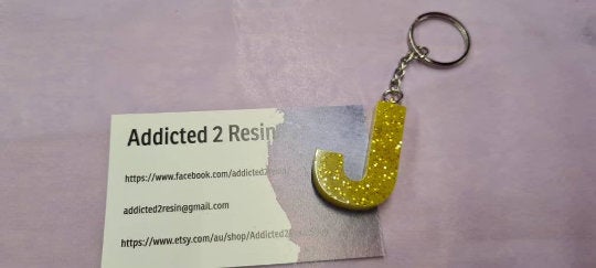 Pre Made Resin Letter J Keyrings